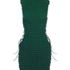 Kliou Stunning Stacked Mini Dress Women Sexy Solid Mock Neck Sleeveless Draw String Bodycon Party Clubwear Elegant Female Skirt
