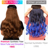DinDong Clips In Hair Extensions 32Inch Synthetic Wavy 210G Premium Heat Resistant Hair 613# Blonde Brown 19 Colors Available