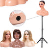 Female Mannequin Head With Shoulder Manikin Head Bust Wig Head Stand With Makeup For Wigs Display Necklace Free Earrings,Wig Cap