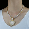 In Stock Iced Out Bling Women Jewelry 5A White Cubic Zirconia Heart Shaped Pendant Necklace With Tennis Box Chain