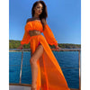 Women Beach 2pcs Bikini Cover-Ups Swimsuit Off Shoulder Top+ High Waist Dresss Sexy Ladies Swimming Cover Up Bathing Suit