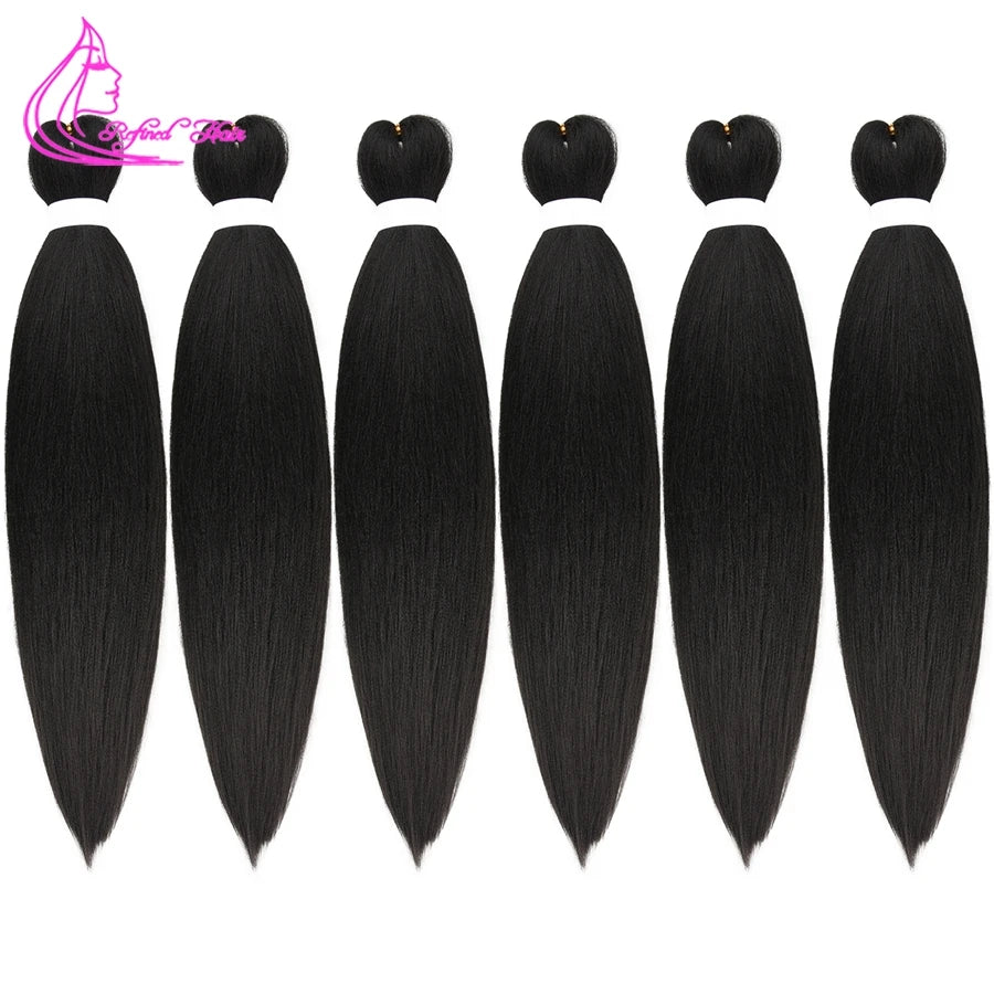 Refined Hair Pre stretched EZ Braid Synthetic Ombre Brown Light Brown Braids Extensions Senegal Twist Yaki Straight Crochet Hair