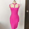 New Arrival Summer Style Sexy Cut Out Button Stretchy Elastic Bandage Dress 2022 Celebrity Designer Evening Party Dress Vestidos