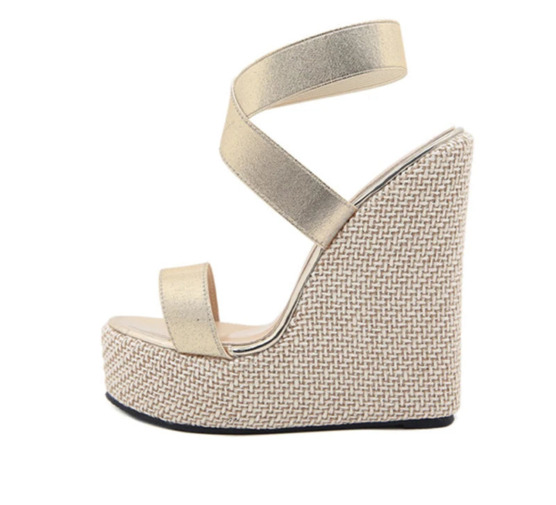 Eilyken Super High Peep Toe Gladiator Wedges Sandals Women Cover Heel Platform Fashion Summer Shoes Size 35-42