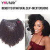 4B 4C Afro Kinky Curly Clip In Human Hair Extensions 100% Mongolian Virgin Hair Human Natural Black Clip Ins Afro Bundle YouMay