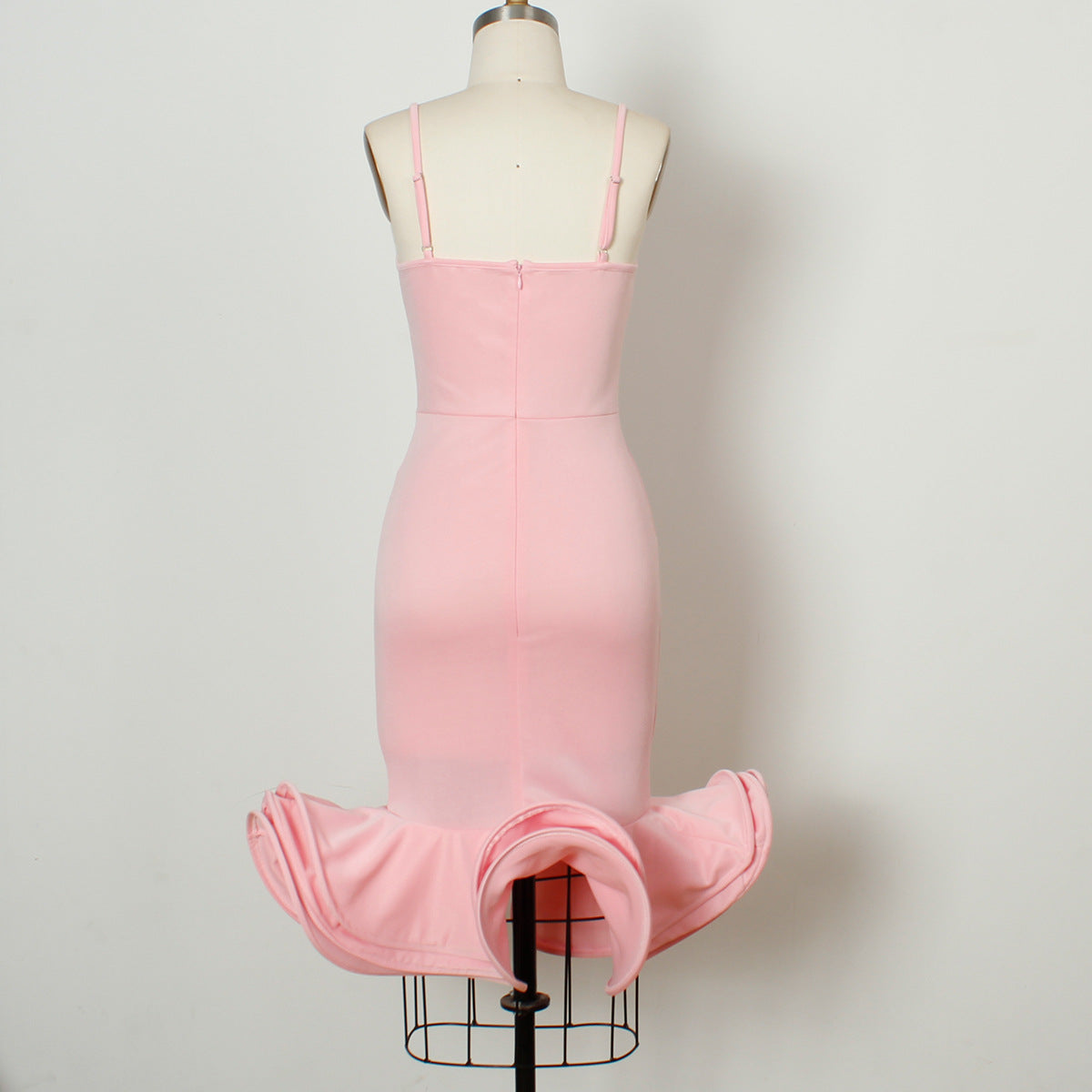African Dresses for Women 2021 Summer African Women Pink Sleeveless V-neck Polyester Dress African Clothing