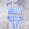 ZTVitality Blue Plaid Bikinis Push Up Bikini 2020 Newest Padded Bandage Swimsuit High Waist Cross Hollow Out Sexy Swimwear Women