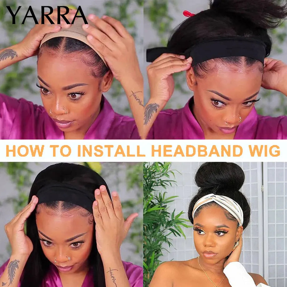 Brazilian Kinky Curly Headband Wig Human Hair 8-30 Inch Remy Kinky Curly Human Hair Wigs For Women 180% Density Full Machine Wig