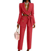 Fashion Summer Ladies Office Wear for Women Elegant Long Sleeve Top and Straight Pants Set Two Piece Set Women Clothing