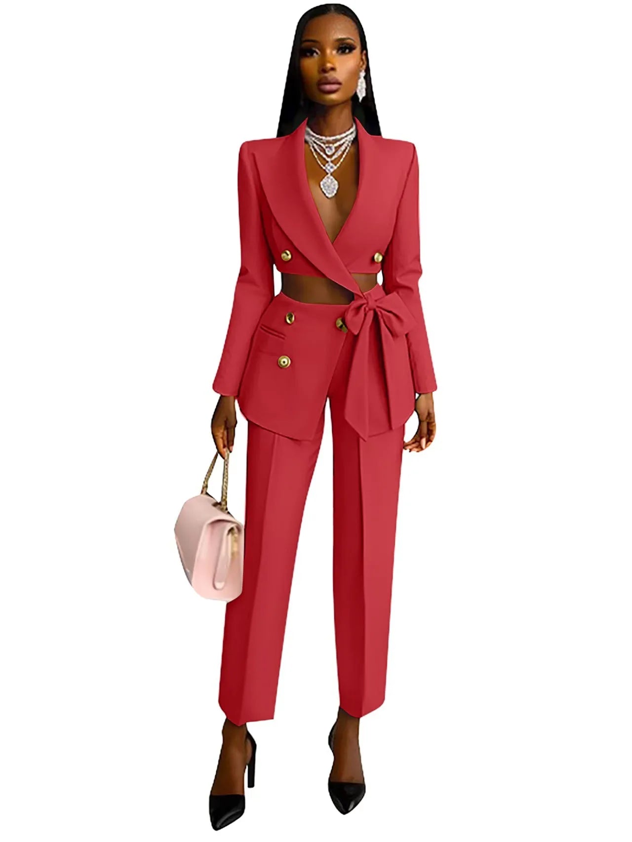 Fashion Summer Ladies Office Wear for Women Elegant Long Sleeve Top and Straight Pants Set Two Piece Set Women Clothing