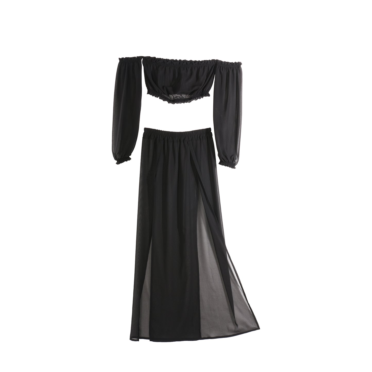 Women Beach 2pcs Bikini Cover-Ups Swimsuit Off Shoulder Top+ High Waist Dresss Sexy Ladies Swimming Cover Up Bathing Suit
