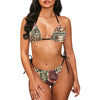 Customized Logo Plus Size Hawaiian Leaves Custom Pattern Bandage Swimsuit Set Two Piece Set Padded Halter Womens Swimwear Bikini