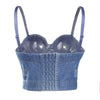 Irene Tinnie Sexy Cute Hole Cartoon Decoration Push Up Bustier Women's Denim Bralette Cropped Top Vest Plus Size