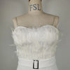 OSM036 Trendy Spring and Summer Jumpsuit Women Feather Bra Sexy White Girls Jumpsuits Elegant Casual Jumpsuits With  Belt