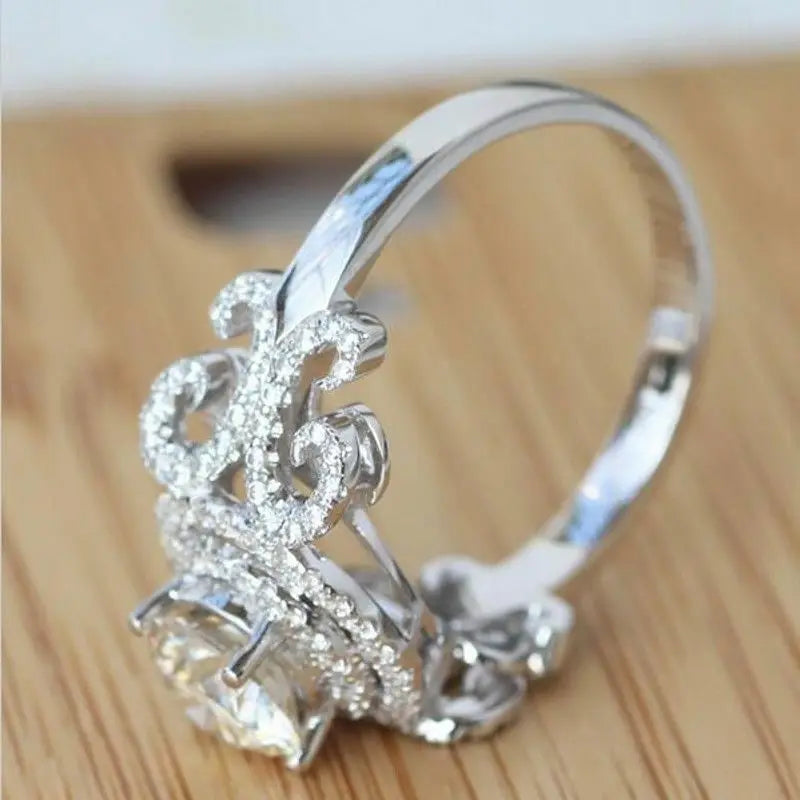 Huitan Aesthetic Design Women's Wedding Rings with Brilliant Cubic Zirconia Stone Graceful Proposal Engage Rings Fashion Jewelry