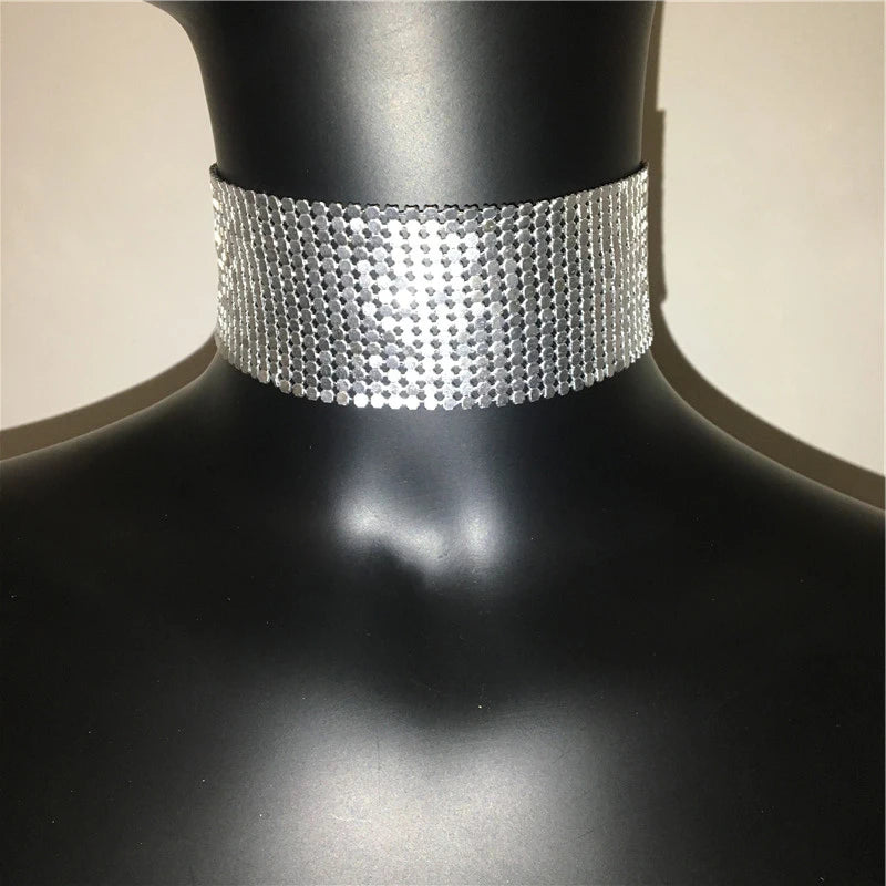 Fashion Metal Sequins Chokers Necklace Jewelry Women Statement Choker Wedding Necklace Jewelry Accessories For A Gift