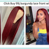13X4 Hd Transparent Lace Front Wigs Burgundy Red Human Hair Wigs Pre Plucked 30 Inches Body Wave Lace Front Wigs For Women Curly