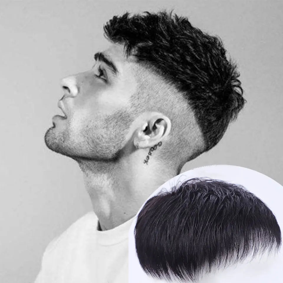 Short wigs for men's male black wig synthetic natural hair for young man balding sparse hair crew cut hair style PAGEUP