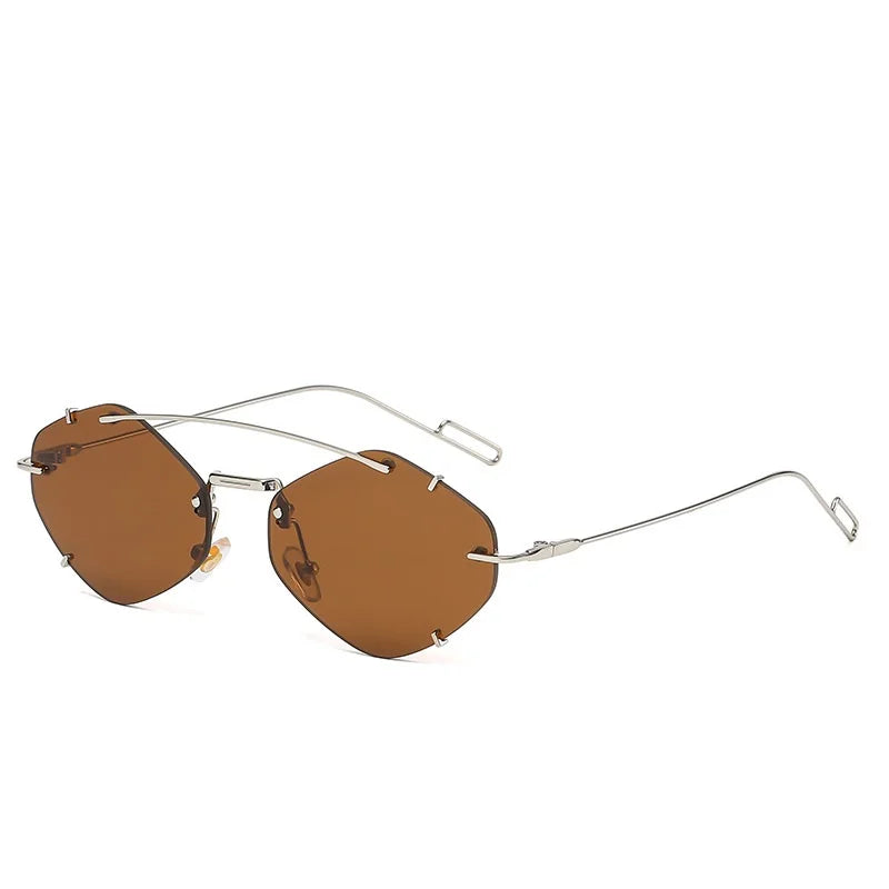 Rimless Diamond Sunglasses Square Women Men Retro Sun Glasses Brand Designer Eyewear UV400 Shades Oculos Female Gafas
