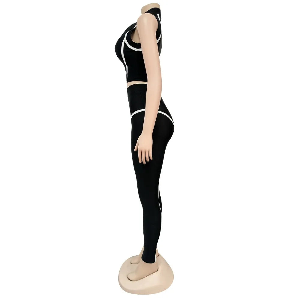 Women Sets Summer Tracksuits Slim Sleeveless Skinny Crop Tops+Pants Suit Two Piece Set Night Club Outfits 2 Pcs Street GL3503