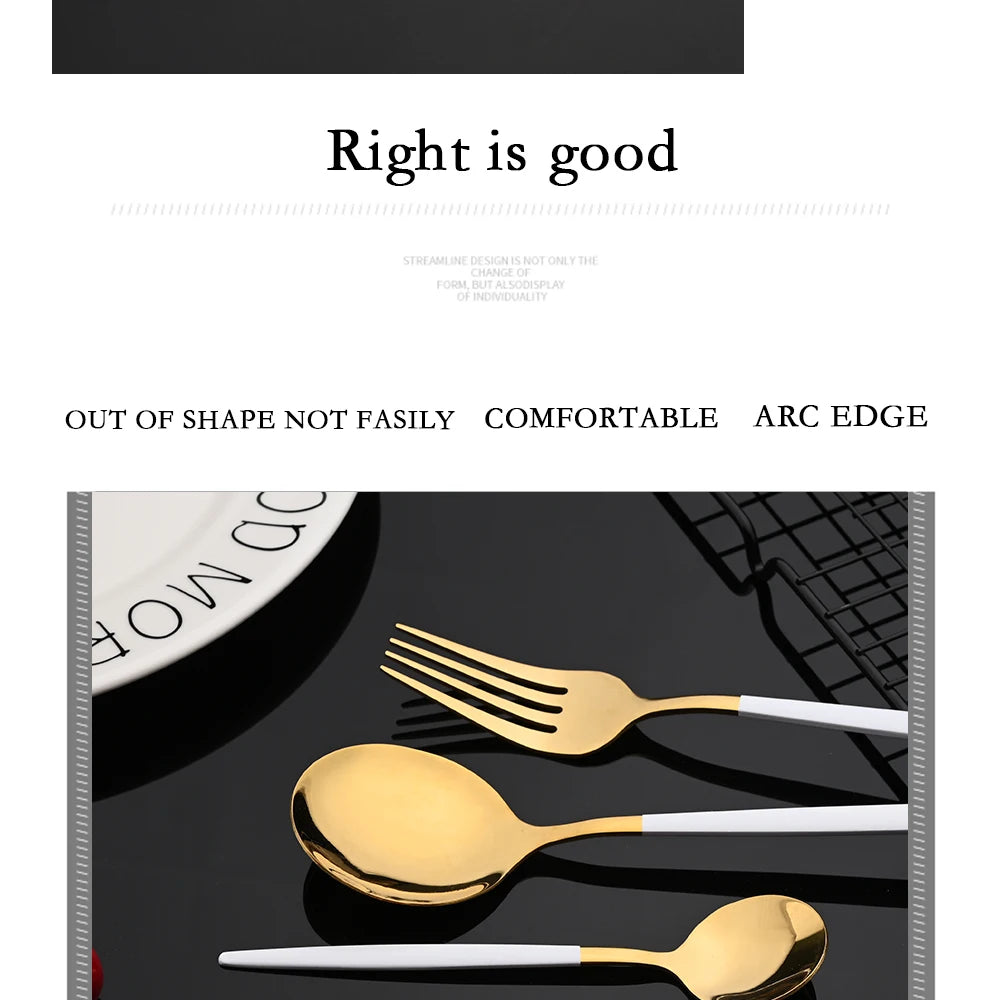 30Pcs/Set Stainless Steel Dinner Black Gold Dinnerware Set Knife Fruit Fork Spoon Cutlery Set Kitchen Tableware Silverware Sets
