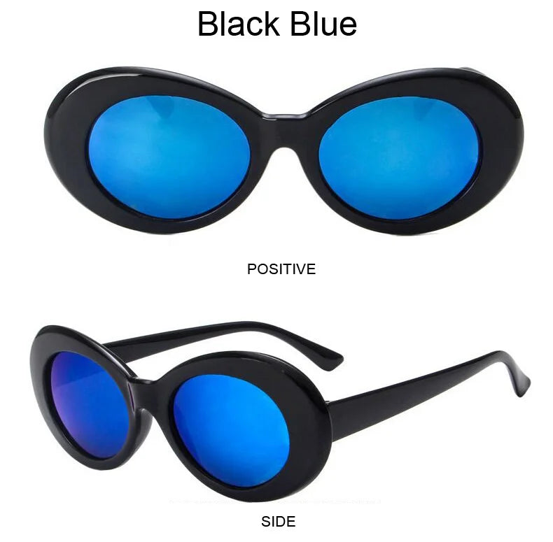 Kurt Cobain Retro Oval Sunglasses Man Vintage Fashion Brand Sun Glasses Classic White Black Lentes De Sol Mujer