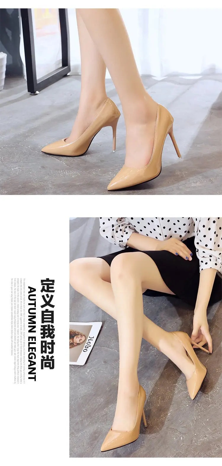 HOT Plus Size 34-44 HOT Women Shoes Pointed Toe Pumps Patent Leather Dress High Heels Boat Shoes Wedding Shoes Zapatos Mujerd76