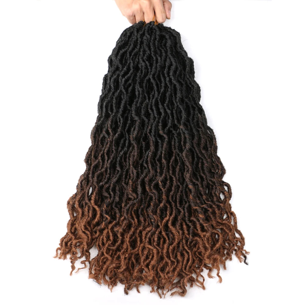 Goddess Faux Locs Crochet Hair Soft Curly Dreadlocks Hair Extensions Synthetic Braiding Hair Ombre Crochet Locs Wholesale Braids