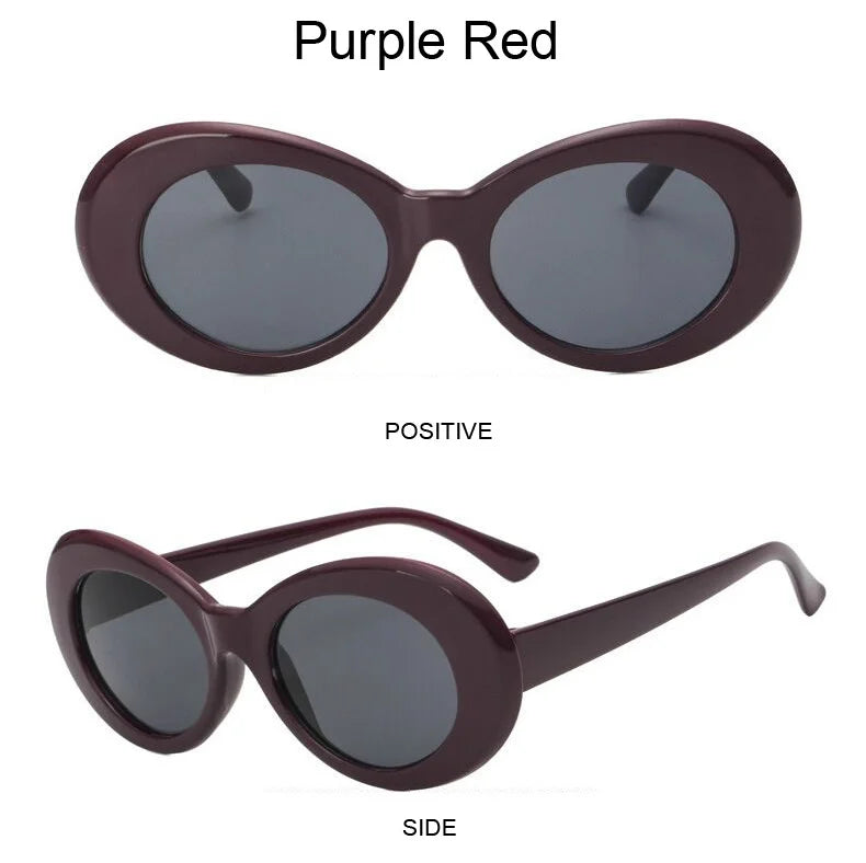 Kurt Cobain Retro Oval Sunglasses Man Vintage Fashion Brand Sun Glasses Classic White Black Lentes De Sol Mujer