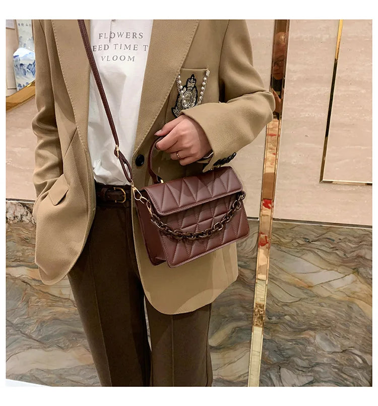 Trendy Plaid Women Shoulder Bag Fashion Chain Crossbody Bags Brand Designer Handbags and Purses Small Flap Top Handle Bags