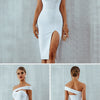 Seamyla 2023 Bandage Dress Sexy White Black Red One Shoulder Bodycon Summer Sleeveless Dress For Women New Celebrity Party Dress