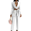 Fashion Summer Ladies Office Wear for Women Elegant Long Sleeve Top and Straight Pants Set Two Piece Set Women Clothing