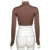 Basic Sheath Women Solid Turtleneck Tshirt Autumn Stretch Casual Undershirt Female All-match Street Activity Crop Tops