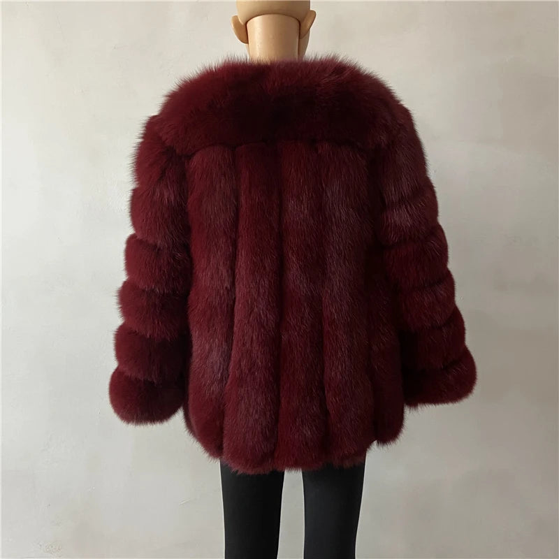 BEIZIRU Winter Woman Real Fox Fur Coat Warm Fashion Natural  New Luxury Stylelong sleeve fashion girls jacket