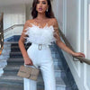 Women Sexy Jumpsuit Breast Wrap Spring Summer Fashion Female Elegant White Empire Casual Straight Long Jumpsuits
