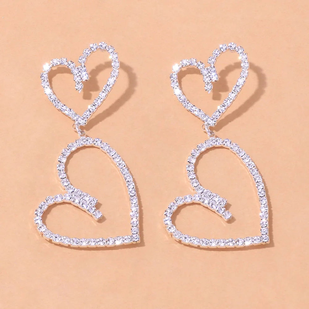 Stonefans Aesthetic Letter Earrings Designer Luxury for Women 2021 Fahsion Jewelry Rhinestone Designer Piercing Heart Earrings