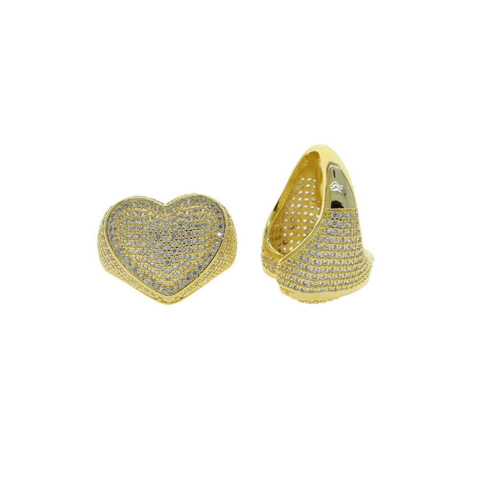 Full Micro Paved CZ Hollow Heart Ring High Quality Iced Out Bling Cubic Zirconia For Women Girlfriend Valentines Finger Jewelry