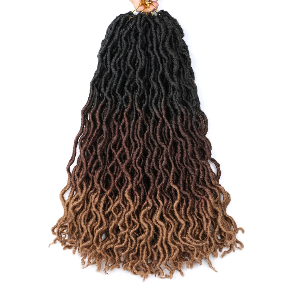 Goddess Faux Locs Crochet Hair Soft Curly Dreadlocks Hair Extensions Synthetic Braiding Hair Ombre Crochet Locs Wholesale Braids
