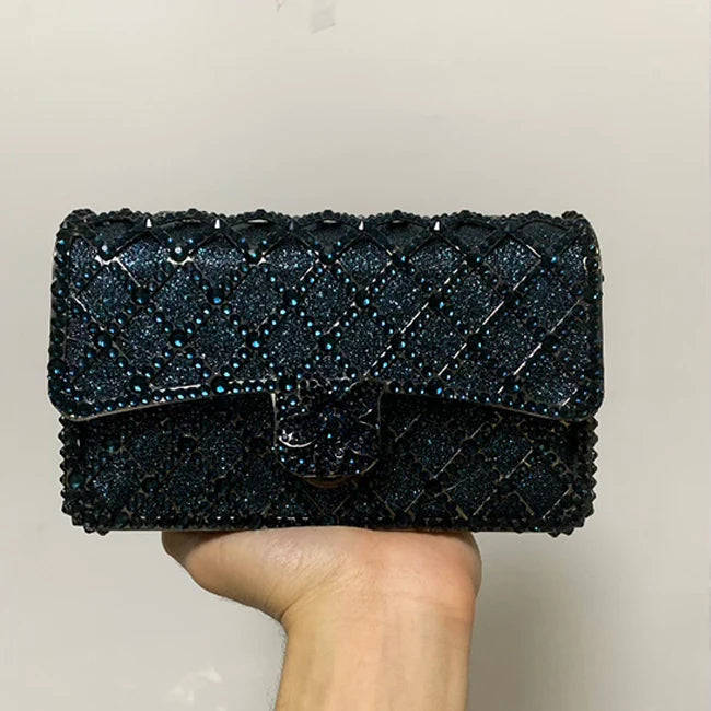 In Stock Lady Diamond Dinner Rhinestone Stone Crystal Women Party Hard Purse Bride Evening Bridal Wedding Hardside Clutch Bag