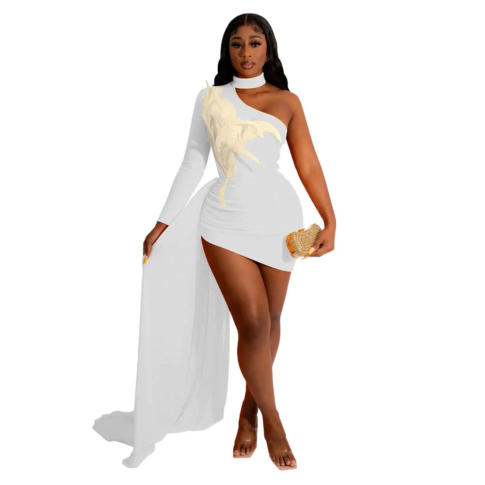 K10333 Fall New Short Dresses Women Party Evening Sexy Strapless Fur Wedding Dresses for Women