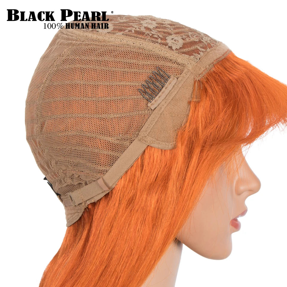 Ginger Straight 16- 28 Inch Human Hair Wigs With Bangs Full Machine Made Wigs Colored Blonde Burg Wigs Brazilian Remy Hair Wig