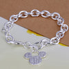 Jewelry Set 925 Sterling Silver Cute Mickey Chain Bracelet For Women Gift Trendy Jewelry Silver Bangles