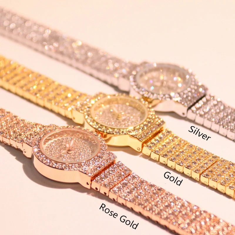 BS Women Watch Famous Luxury Brands Diamond Ladies Wrist Watches Female Small Wristwatch Rose Gold Watch Women Montre Femme 2022