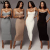 Kliou strap backless sexy bodycon midi long dress new women high waist cotton striped dresses elegant fashion party clothes