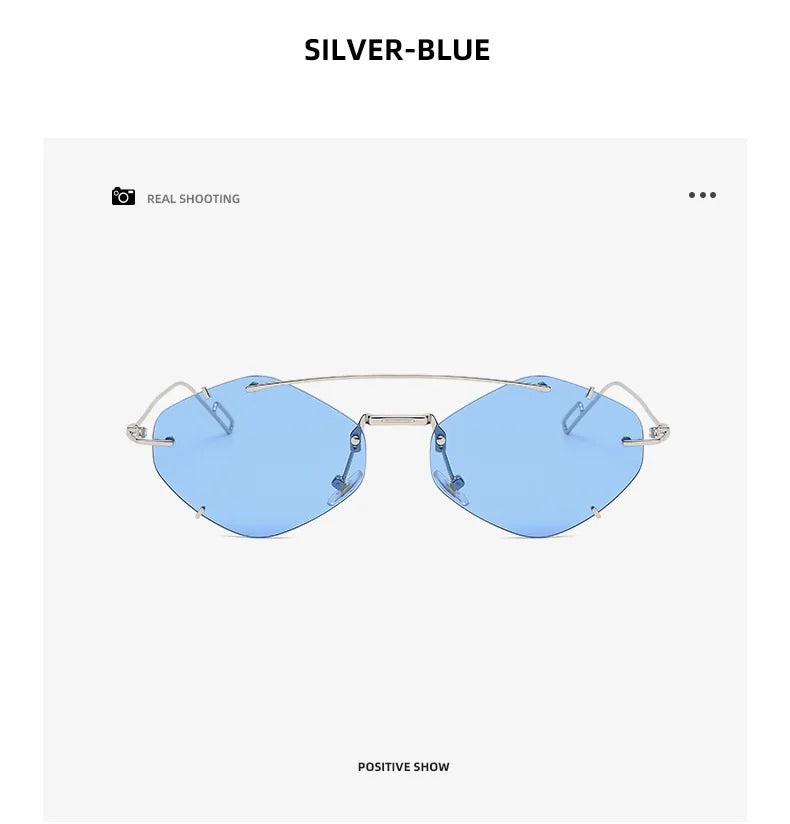 Rimless Diamond Sunglasses Square Women Men Retro Sun Glasses Brand Designer Eyewear UV400 Shades Oculos Female Gafas