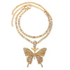 Iced Out Crystal Rhinestones Butterfly Pendants Anklet Chain For Women Multi-layer Big Rhinestones Tennis Chain Ankle Jewelry