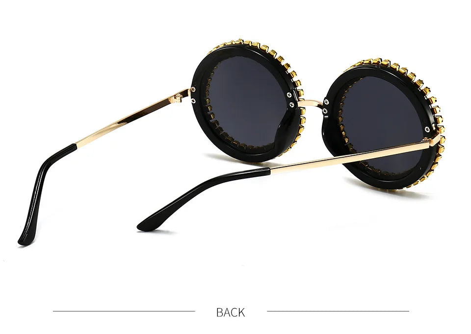 Luxury Brand Designer Round Diamond Sunglasses Women Fashion Vintage Party Travel Steampunk Sun Glasses Sexy Ladies Shades UV400