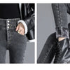Thermal Winter Thick Fleece High-waist Warm Skinny Jeans Thick Women Stretch Button Pencil Pants Mom Casual Velvet Jeans