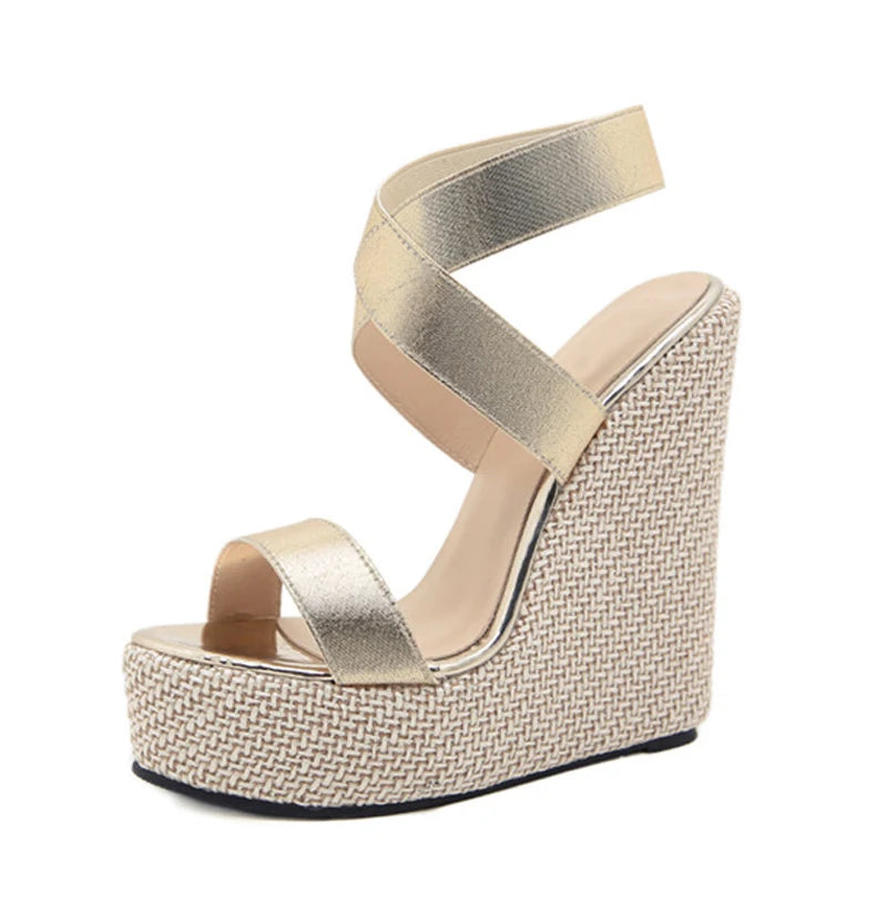Eilyken Super High Peep Toe Gladiator Wedges Sandals Women Cover Heel Platform Fashion Summer Shoes Size 35-42