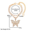 Iced Out Crystal Rhinestones Butterfly Pendants Anklet Chain For Women Multi-layer Big Rhinestones Tennis Chain Ankle Jewelry